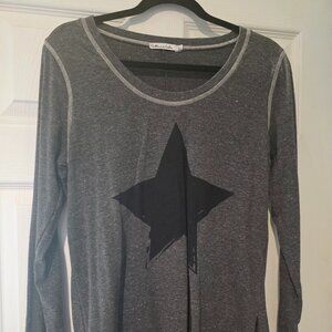 L- Culture Code Brand , Gray and black star Henley with thumb holes